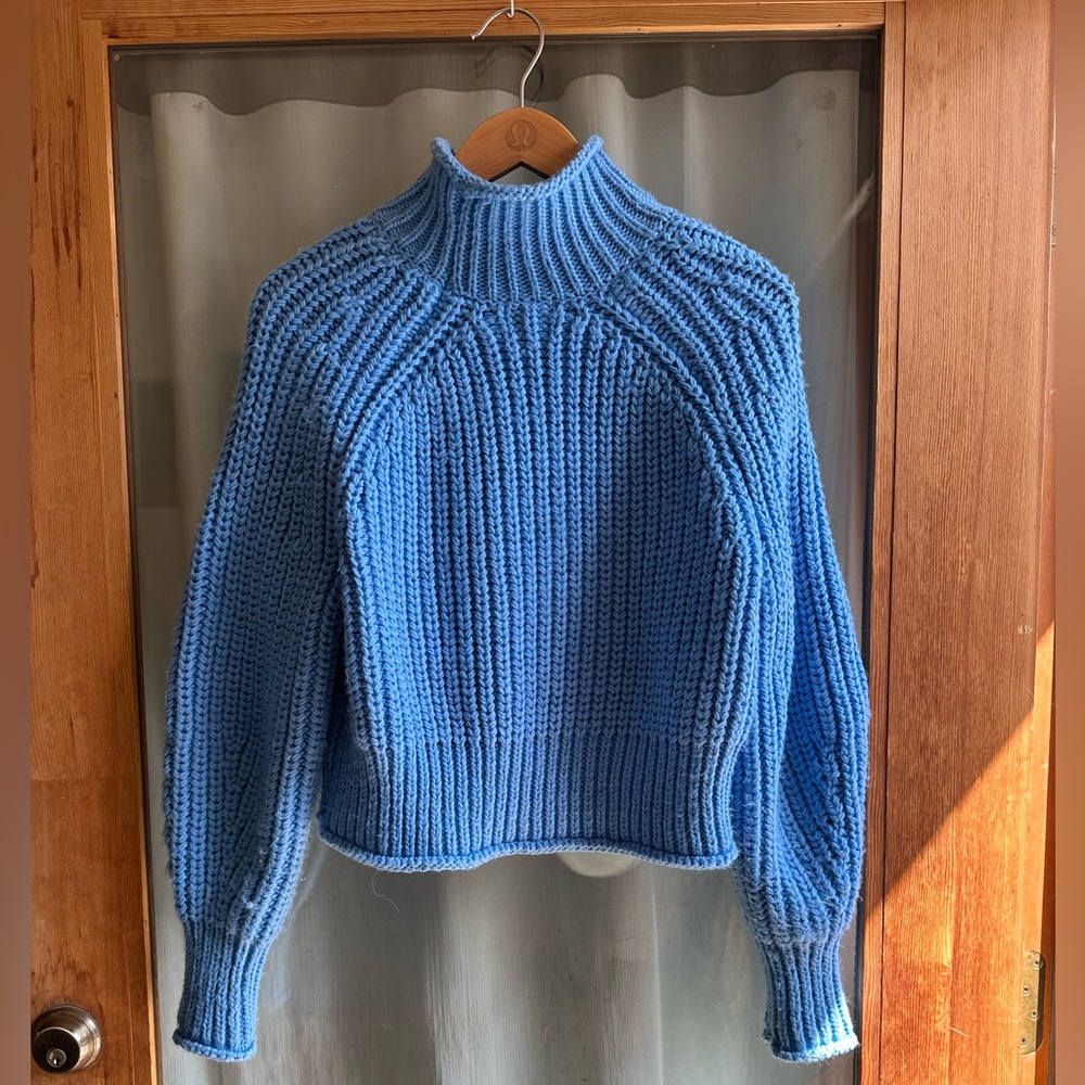 Blue mock neck sweater